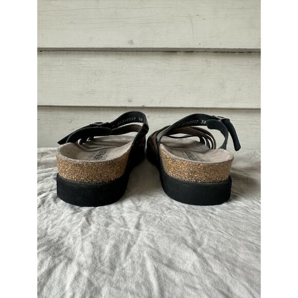 Mephisto Air Relax Leather Strappy Sandals Black Gold Snake Skin Size 38 - Picture 6 of 7